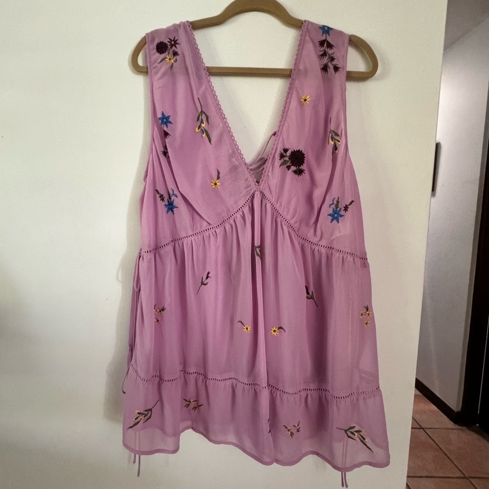 ASOS Floral Embroidered Lilac Sleeveless Top